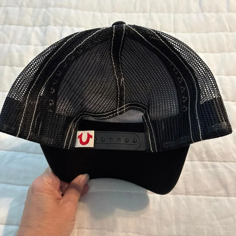 True Religion Buddha World Tour Trucker Hat Black Mesh Back
